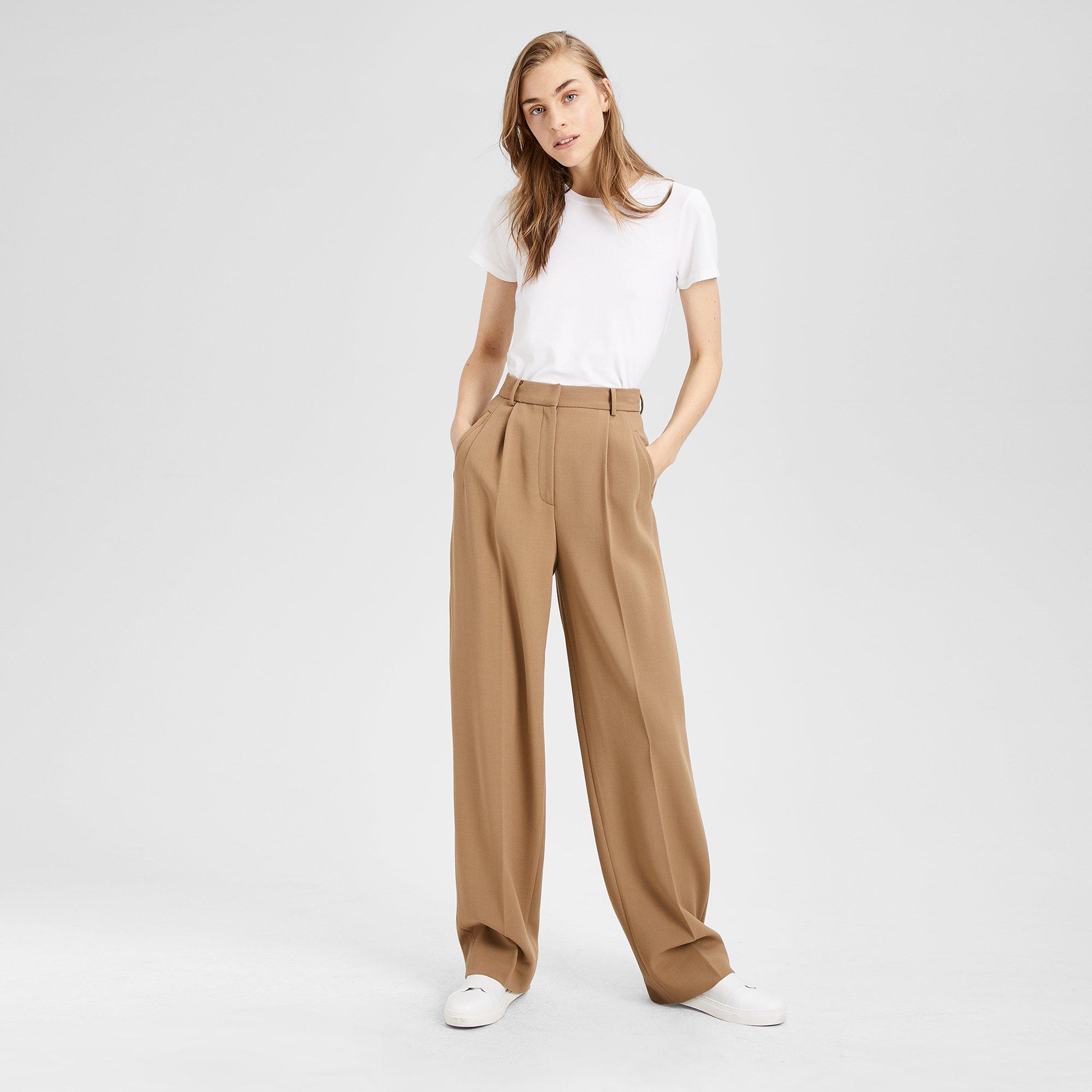 Stretch Wool Pleated HighWaist Pant