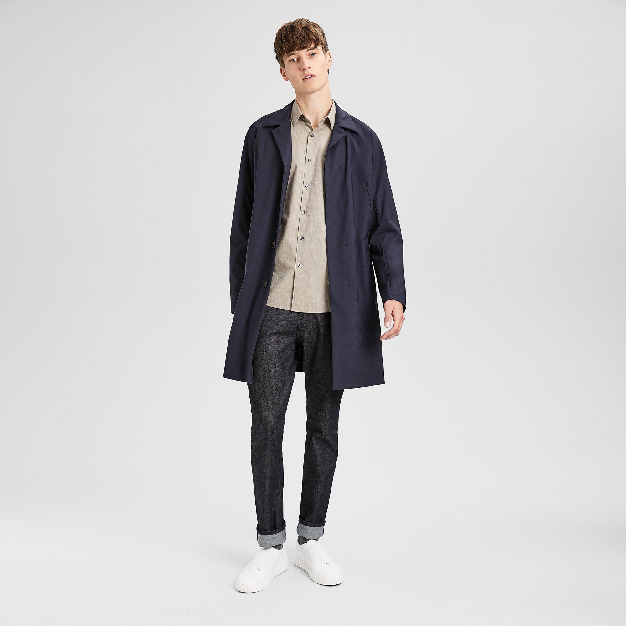 Stretch Wool Modern Balmacaan Coat