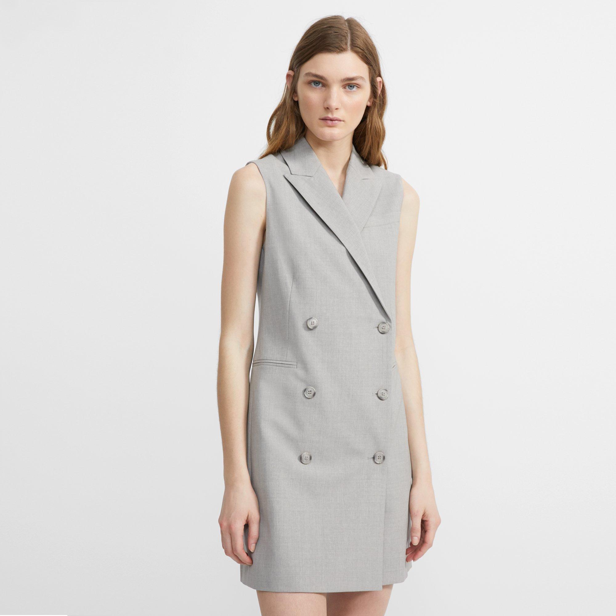 Stretch Wool Sleeveless Blazer Dress