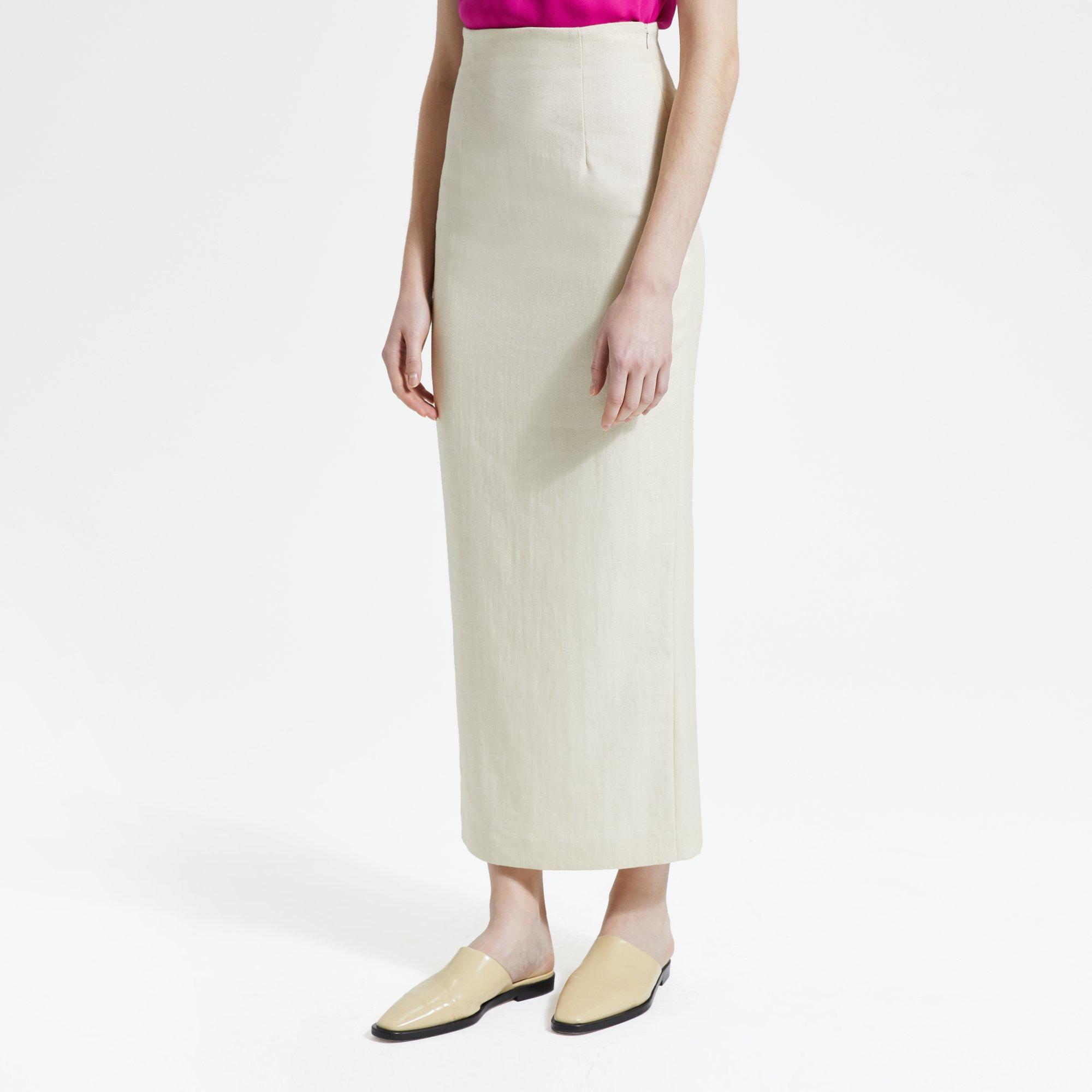 Luxe Linen Long Pencil Skirt