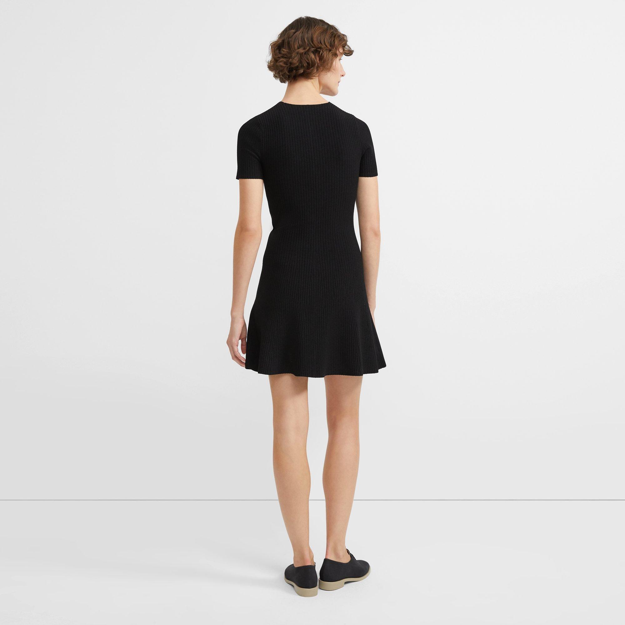 Knit Flare Dress in Ribbed Stretch Viscose