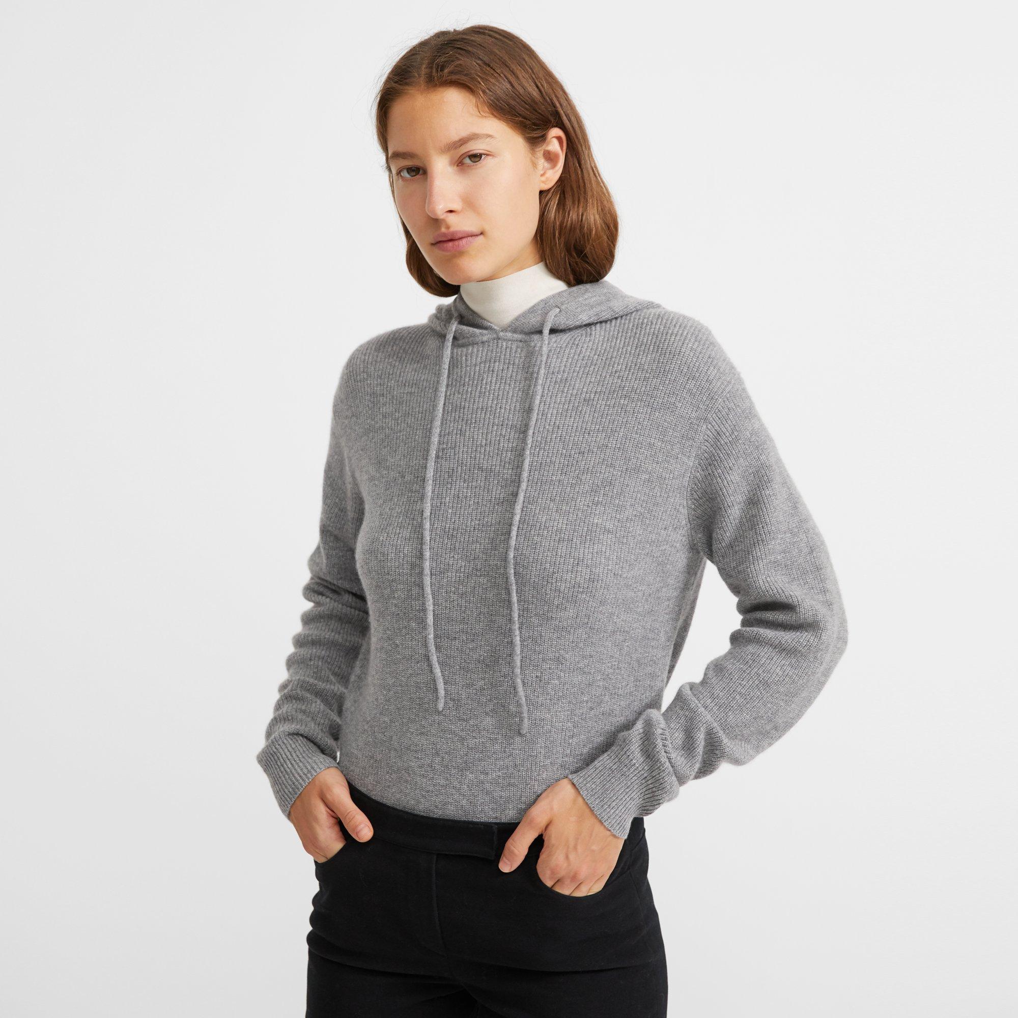 theory cropped cashmere hoodie