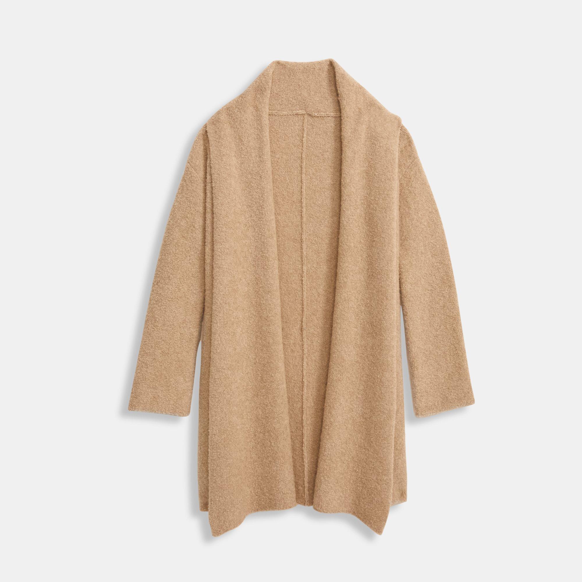 Draped Cardigan In Camel Boucle