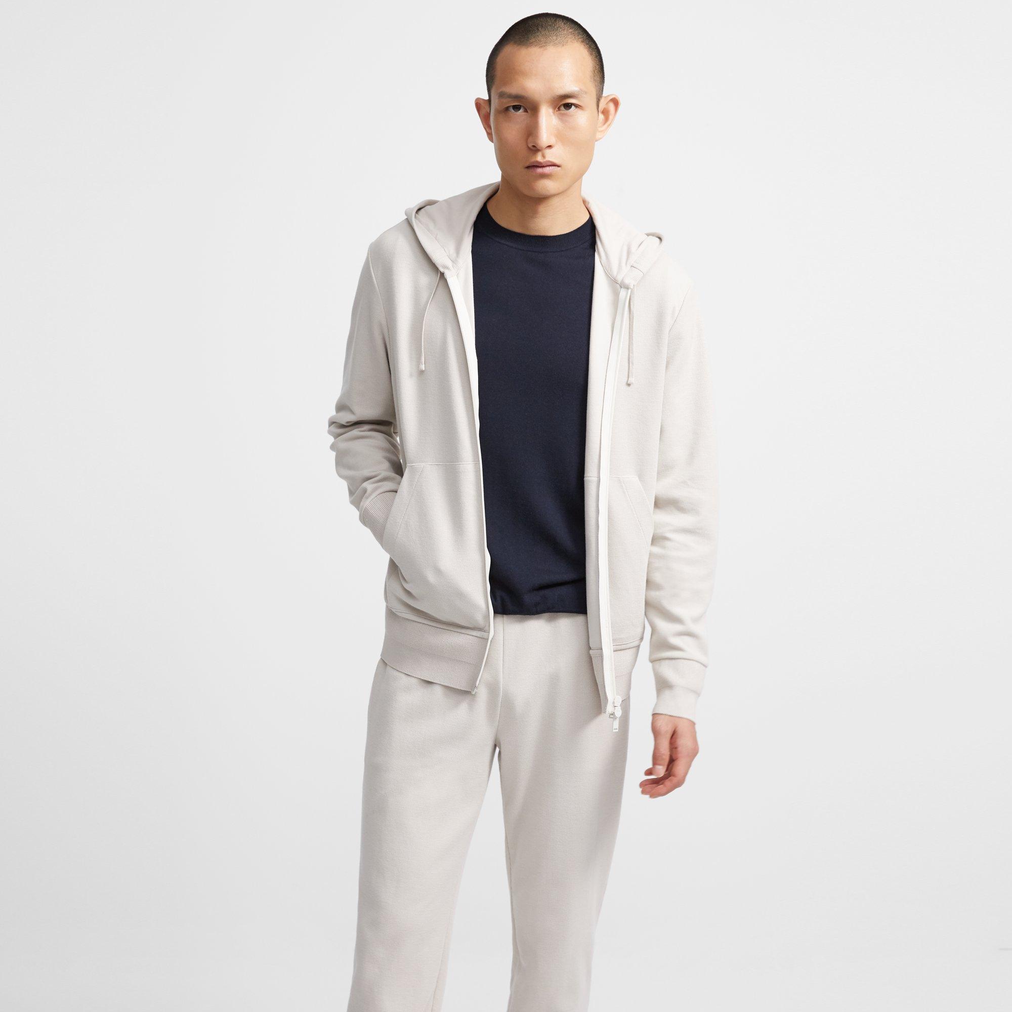 waffle knit zip hoodie