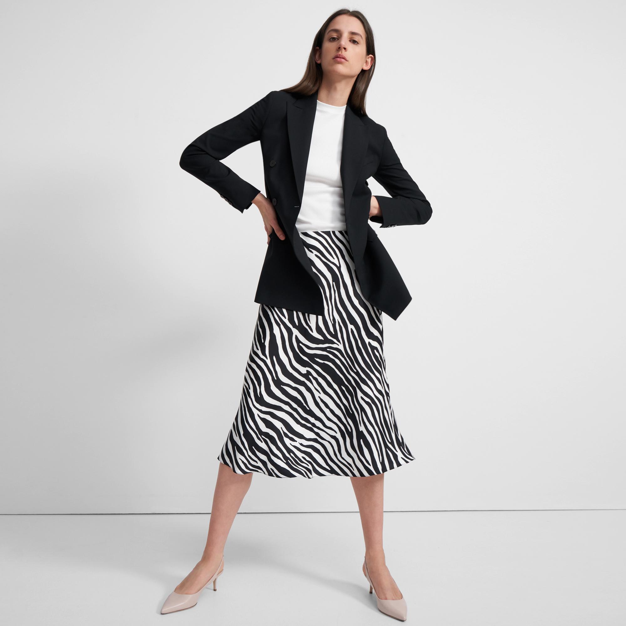 Zebra Print Twill Modern Slip Skirt 