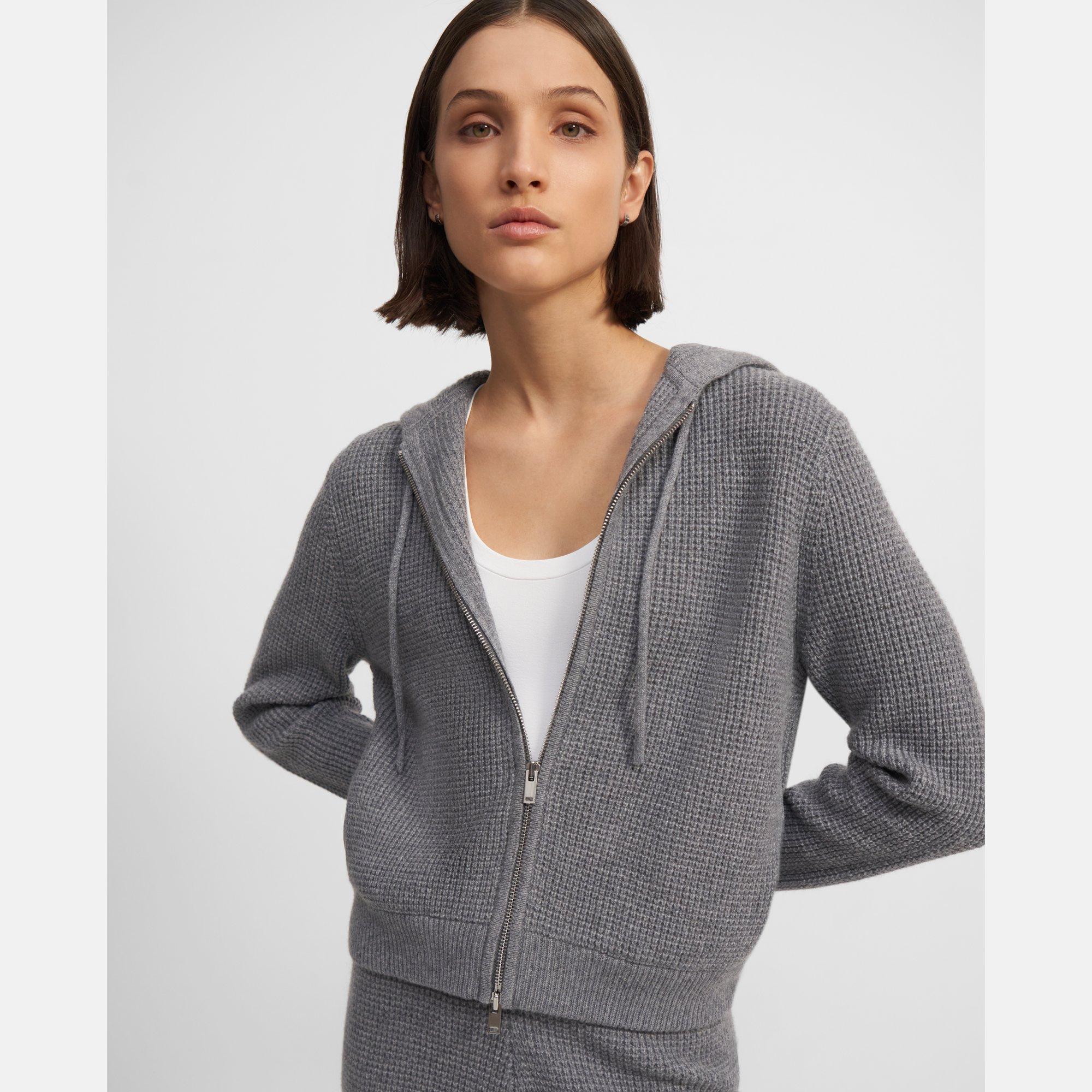 grey knitted hoodie womens