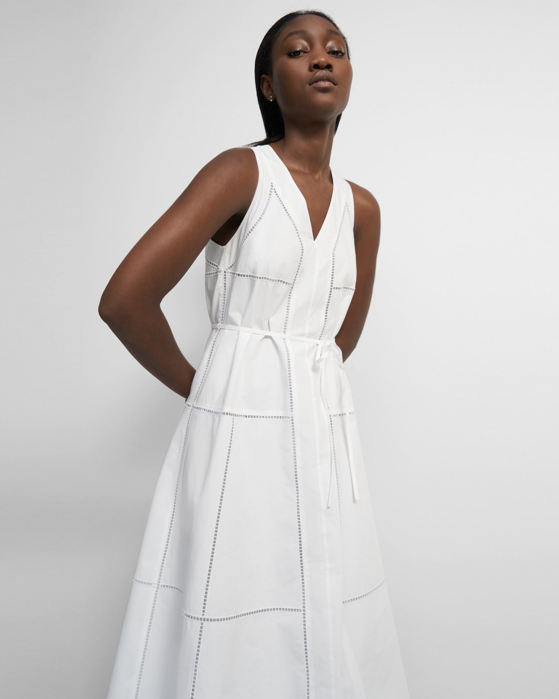theory.com | Sleeveless Dress in Eyelet Cotton