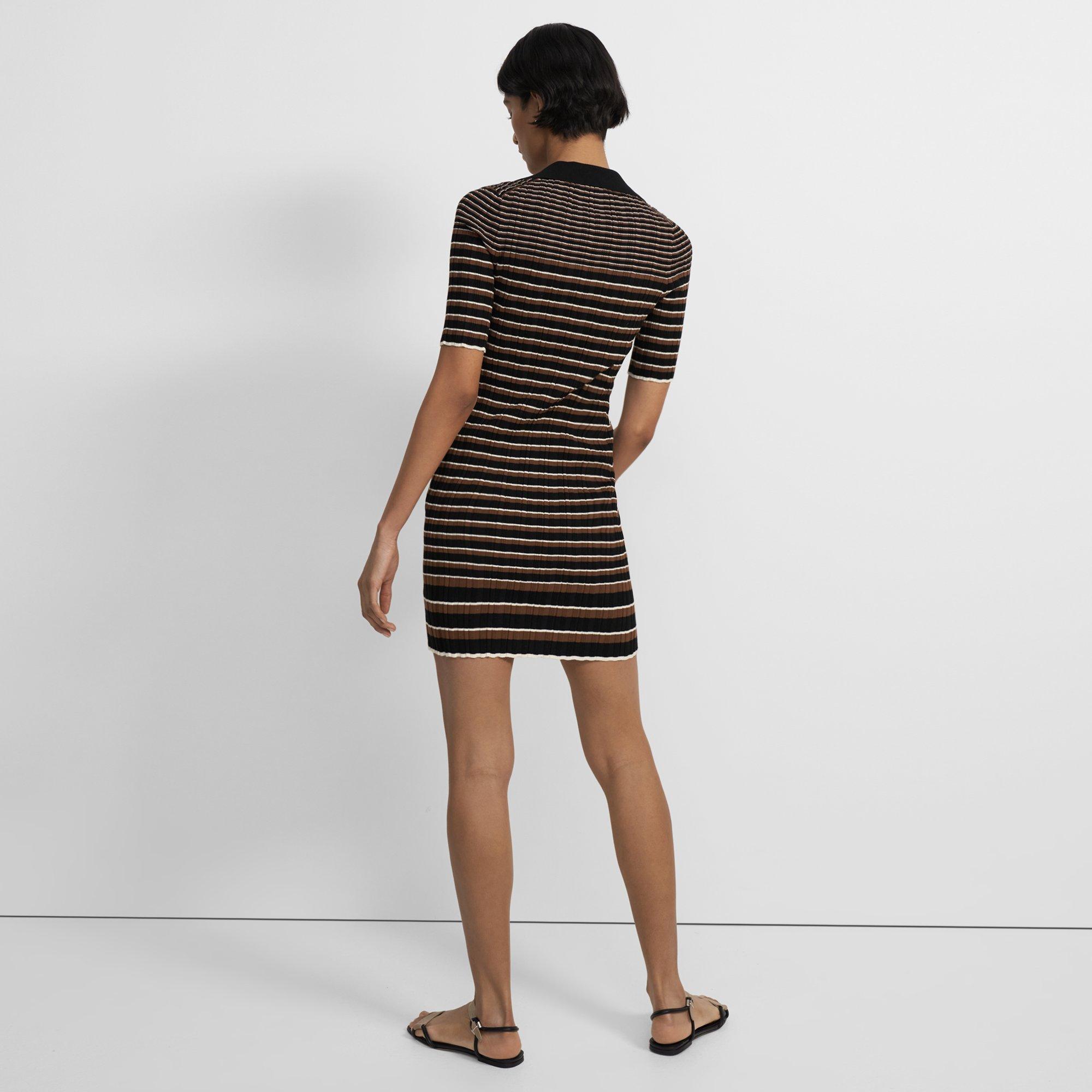 Cotton Ribbed Stripe Dress Theory